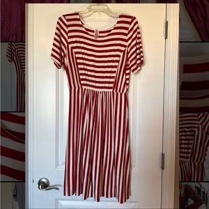 JMode- Red and white striped dress.